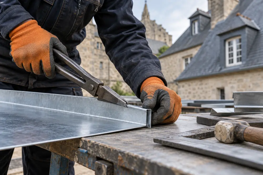Mise en forme manuelle d’un élément en zinc